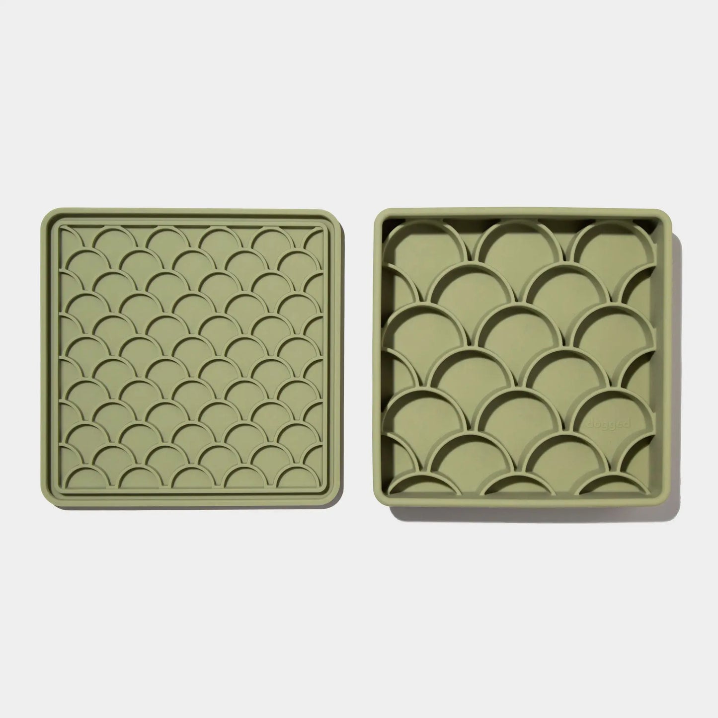 3-in-1 ‘Fish Scale’ Feeder Bowl | Olive