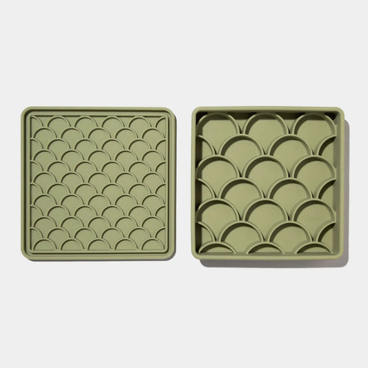 3-in-1 ‘Fish Scale’ Feeder Bowl | Olive